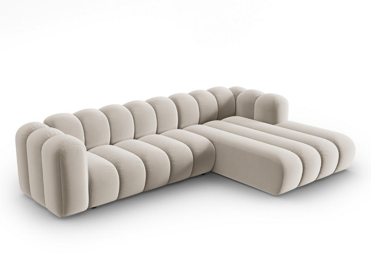 ECKSOFA modular rechts Lupine aus Samt beige 4 Sitzplätze - Beige, Textil (177/290cm) - Micadoni