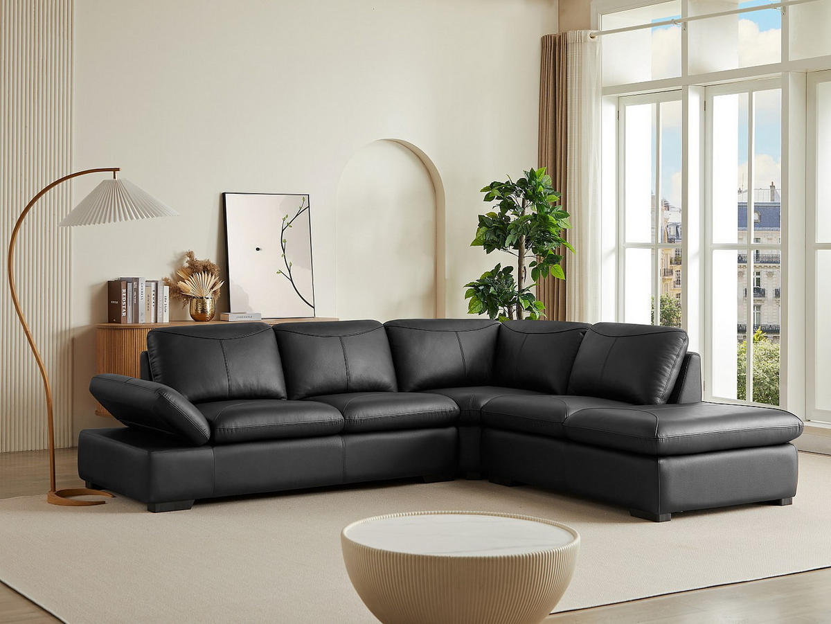 SOFA - 5 Personen - leder - schwarz Onyx - Schwarz, Leder (268/79/231cm) - Vente-Unique