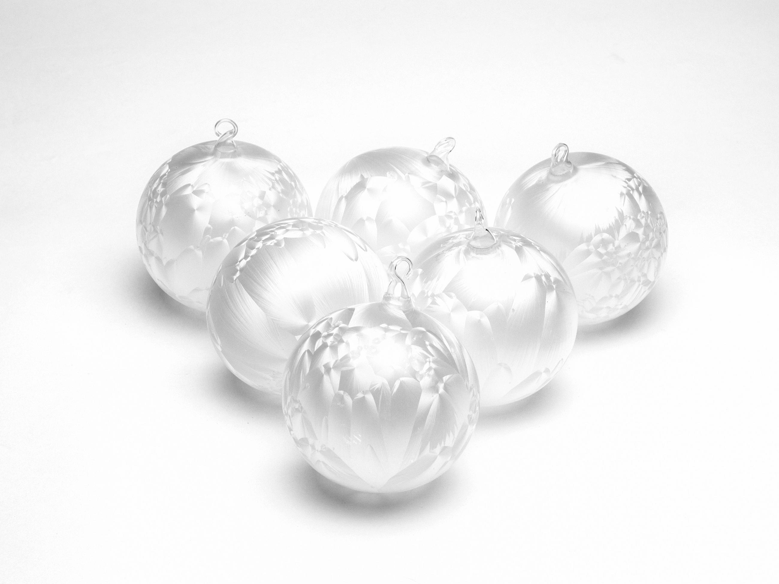 CHRISTBAUMKUGELN Eislack Weiß 8cm (Glas / 6 Stk.) - Weiß, Glas (8/8/8cm) - Krebs Glas Lauscha