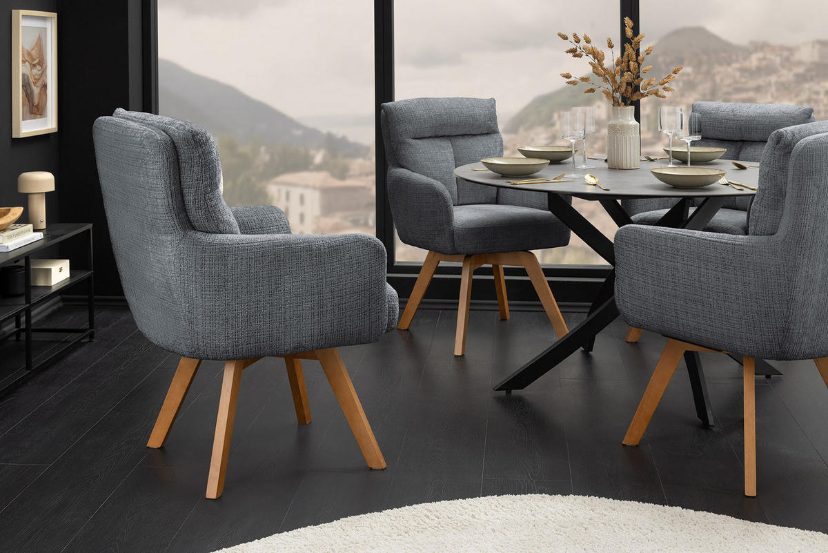 STUHL BIG GEORGE Chenille Grau 90 cm - Braun/Grau, Holz/Kunststoff (60/92/67cm) - riess-ambiente