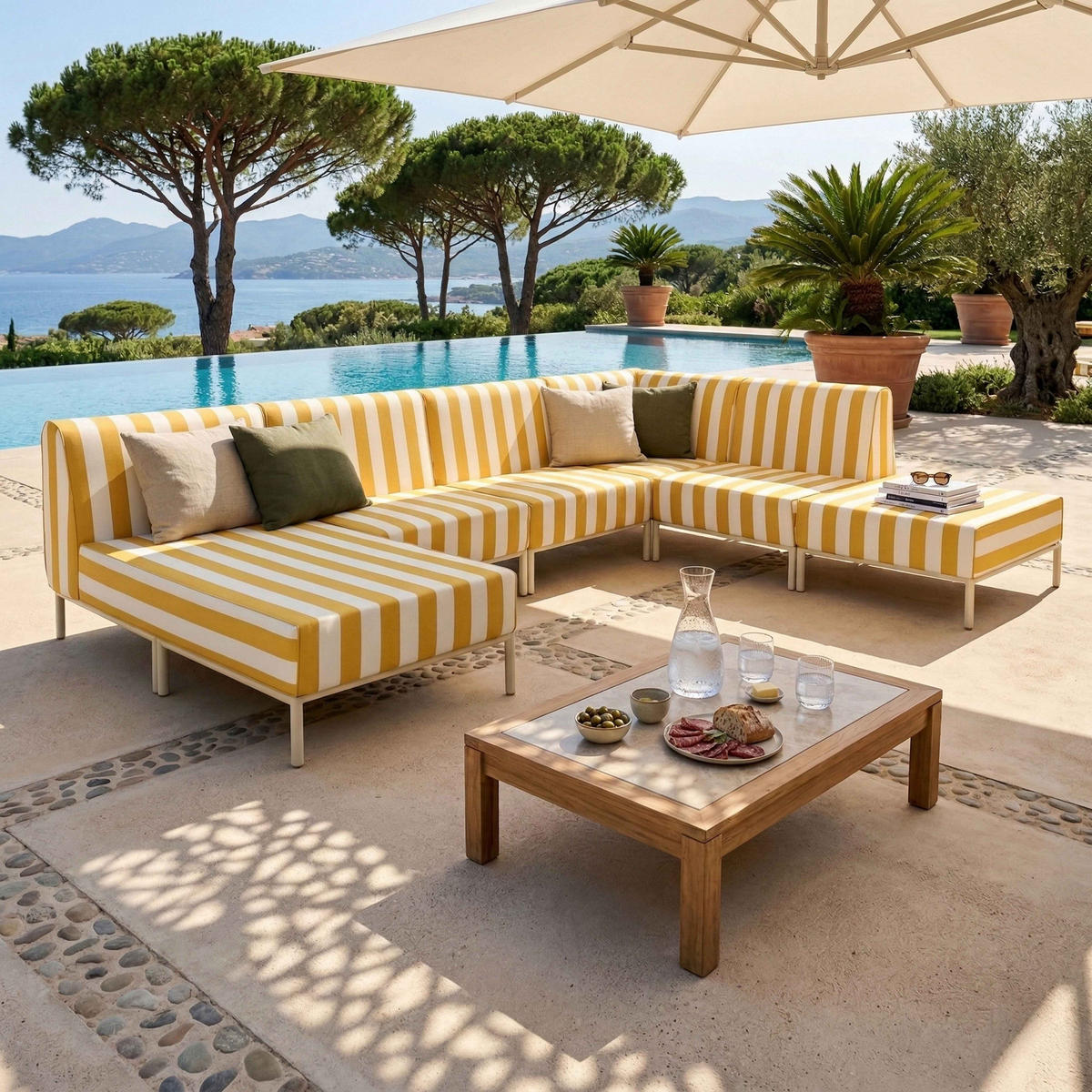 CHAISELONGUE, Gelb - Gelb, Textil (72/78/153cm) - Oviala