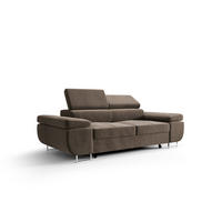 SCHLAFSOFA PRAGA 2, Sofa mit Schlaffunktion, Farbe: Braun, Velourstoff - Braun, Textil (208/90/100cm) - O-Sofa