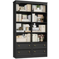BÜCHERREGAL mit 4 Schubladen 180 cm schwarz - Schwarz, Holzwerkstoff (100/180/30cm)