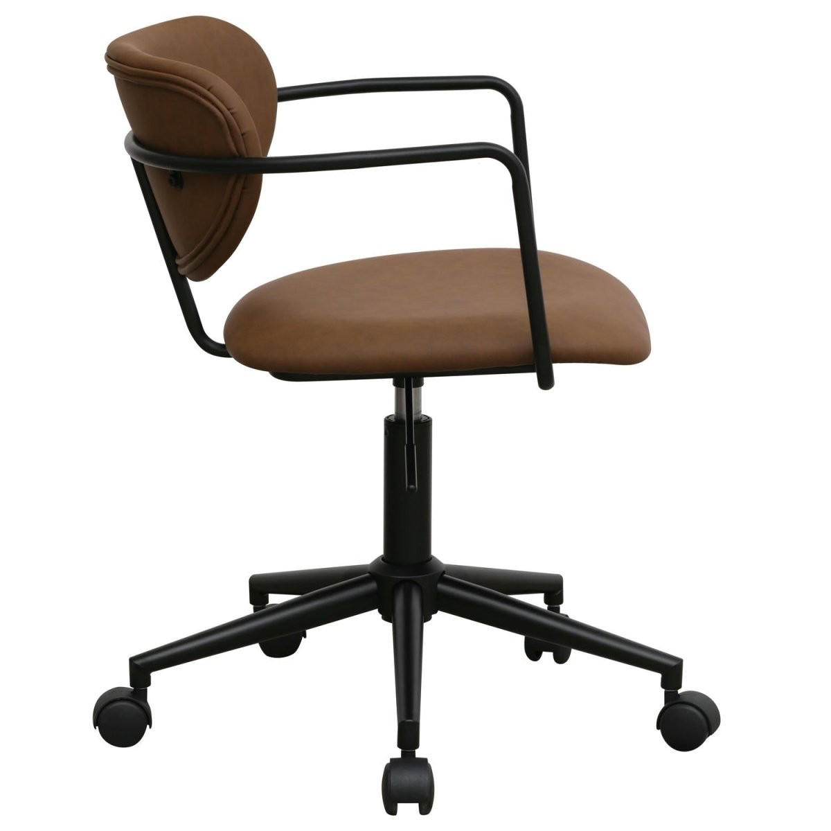 DREHSTUHL höhenverstellbar in Kunstleder Dunkelbraun - Schwarz/Braun, Textil/Metall (54/71/57cm) - Furnhouse