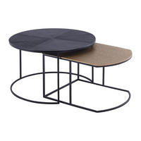 COUCHTISCH-SET - Metall - Schwarz & Goldfarben - ESMINA - Schwarz, Metall (74/74/45cm) - Vente-Unique