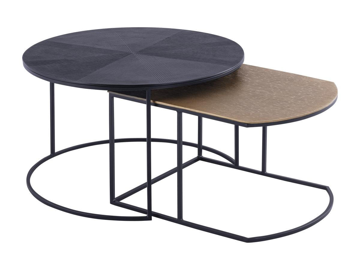 COUCHTISCH-SET - Metall - Schwarz & Goldfarben - ESMINA - Schwarz, Metall (74/74/45cm) - Vente-Unique