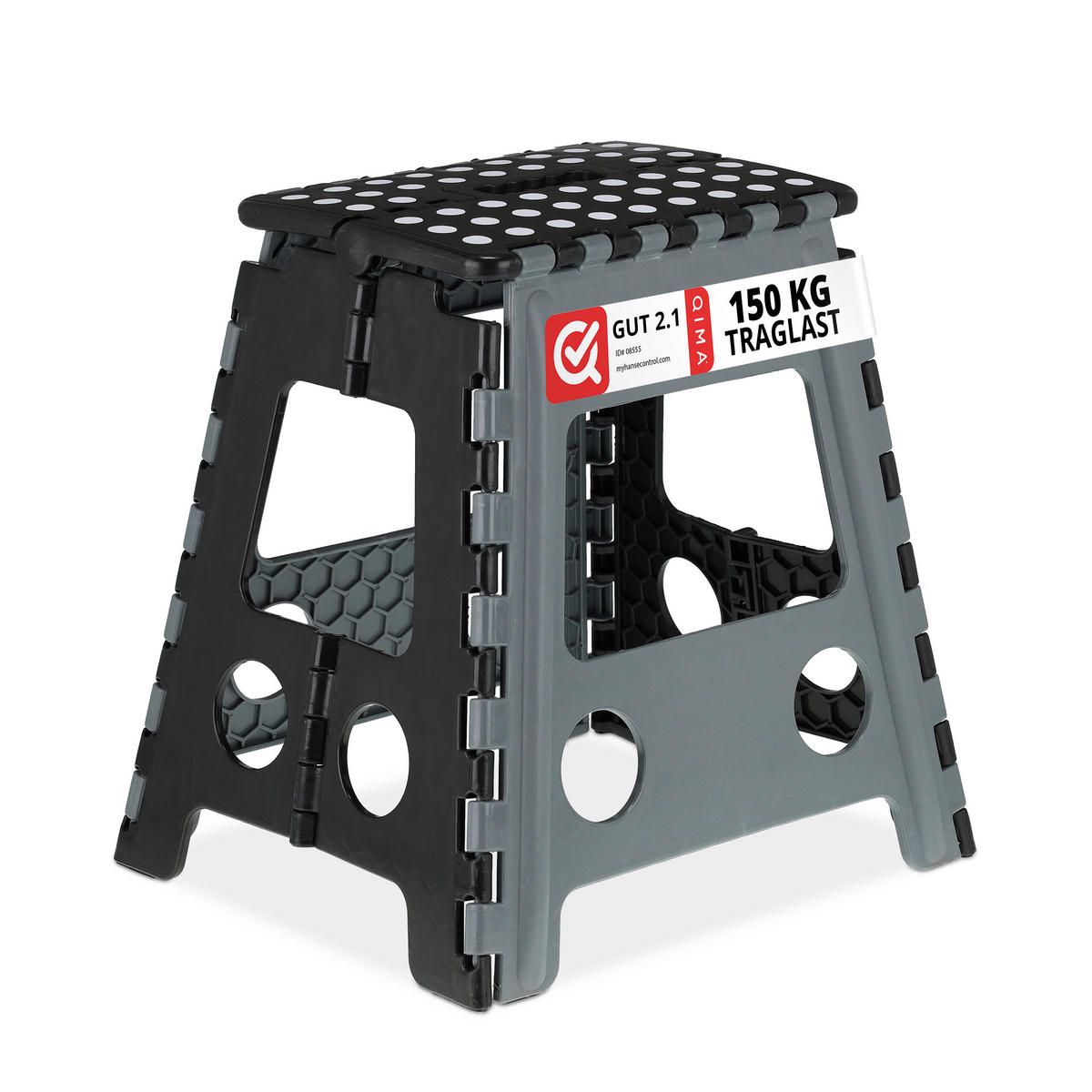 KLAPPHOCKER - Dunkelgrau/Schwarz, Kunststoff/Textil (39/39/32cm) - Relaxdays