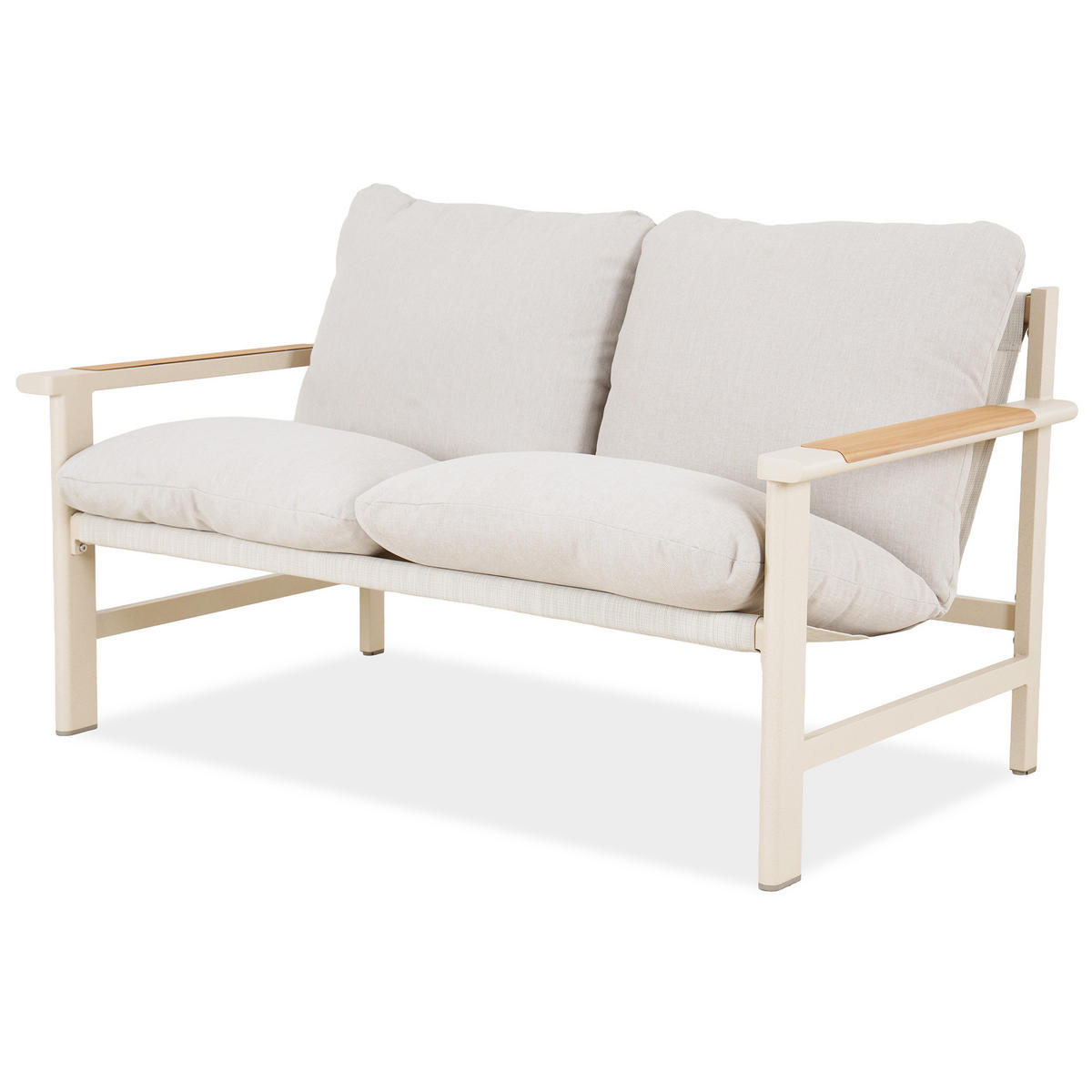 ZAHRADNÍ SESTAVA Aspen, kovová, 2 křesla + 2místná pohovka + konferenční stolek, béžová - béžová, kov - Beautysofa