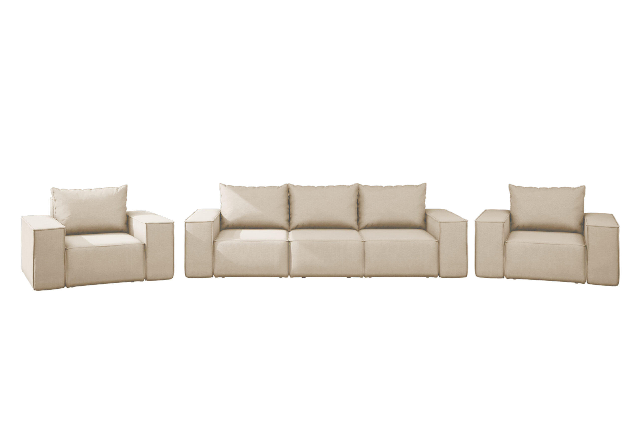 LOUNGEGARNITUR Gartenmöbel set 3+1+1 für den Garten, Terrasse, gartenmöbel lounge set SONNE EXCLUSICVE Beige - Beige, Holz - Kaiser Möbel