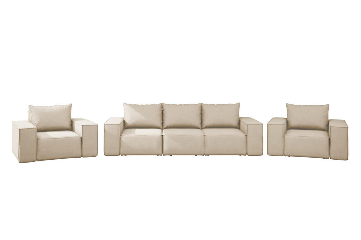 LOUNGEGARNITUR Gartenmöbel set 3+1+1 für den Garten, Terrasse, gartenmöbel lounge set SONNE EXCLUSICVE Beige - Beige, Holz - Kaiser Möbel