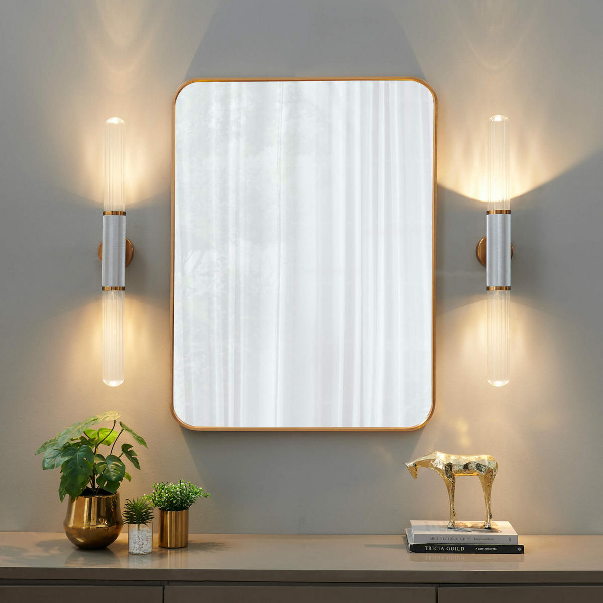 WANDLEUCHTE Hita, Silber/Chrom, 74cm - Chromfarben, Glas (12/74/74cm) - KOSILUM