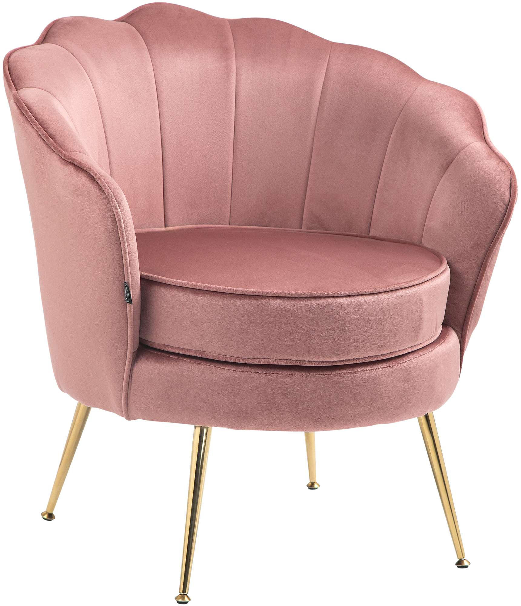 ARMLEHNENSTUHL Samt rosa - Goldfarben/Rosa, Textil/Metall (74/76/60cm) - CLP