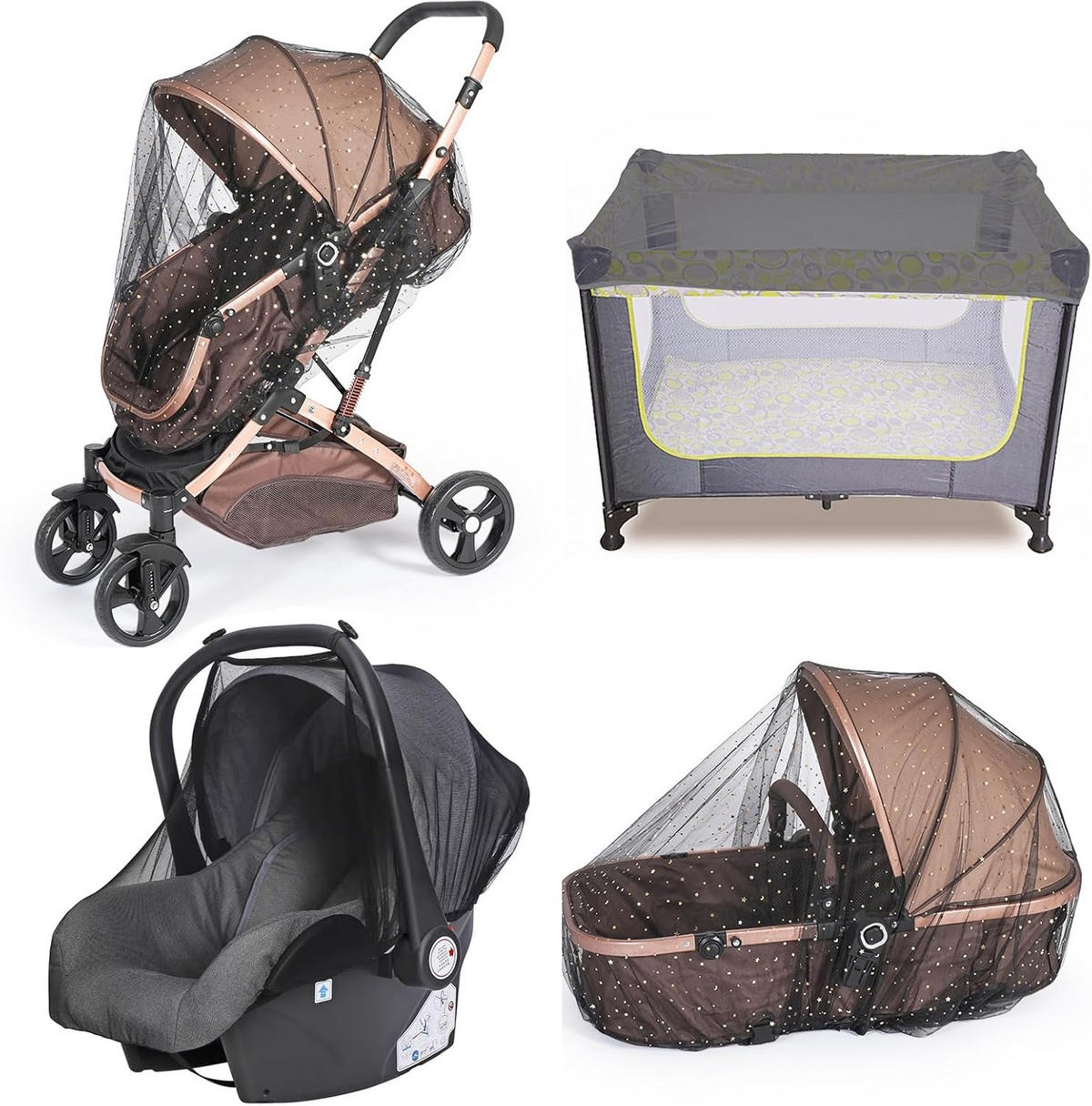 KINDERWAGEN-MOSKITONETZ Sternmuster Schwarz - Schwarz, Textil - Weltevree