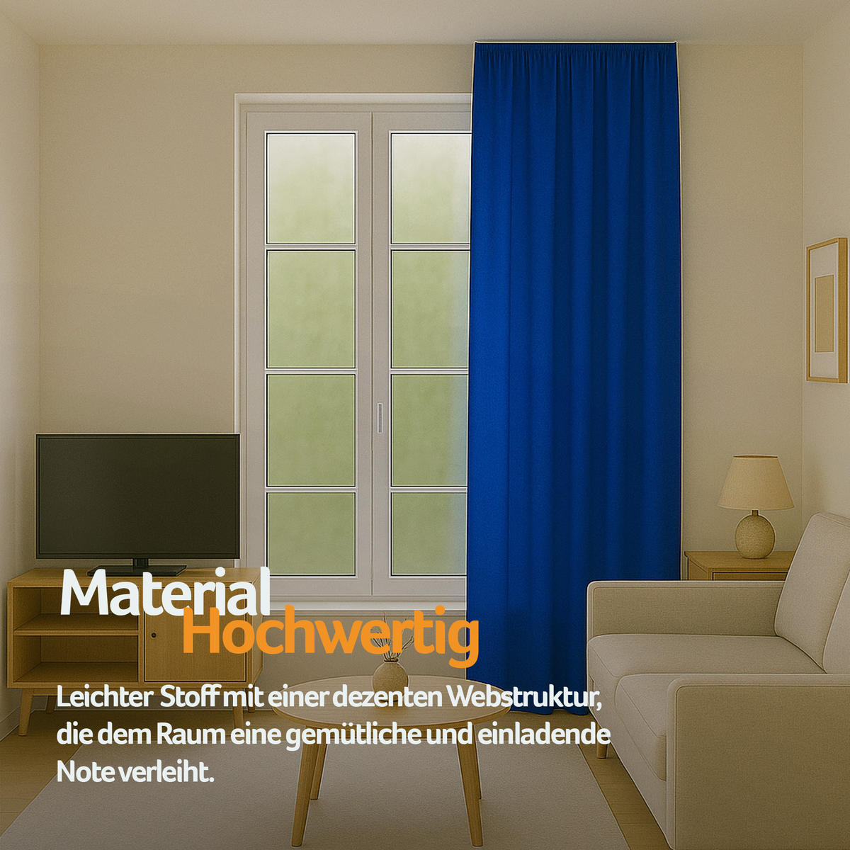VORHANG Blickdicht ( 140x245cm ) mit Kräuselband / Universalband in Blau - Blau, Textil (140/245cm) - Bestlivings