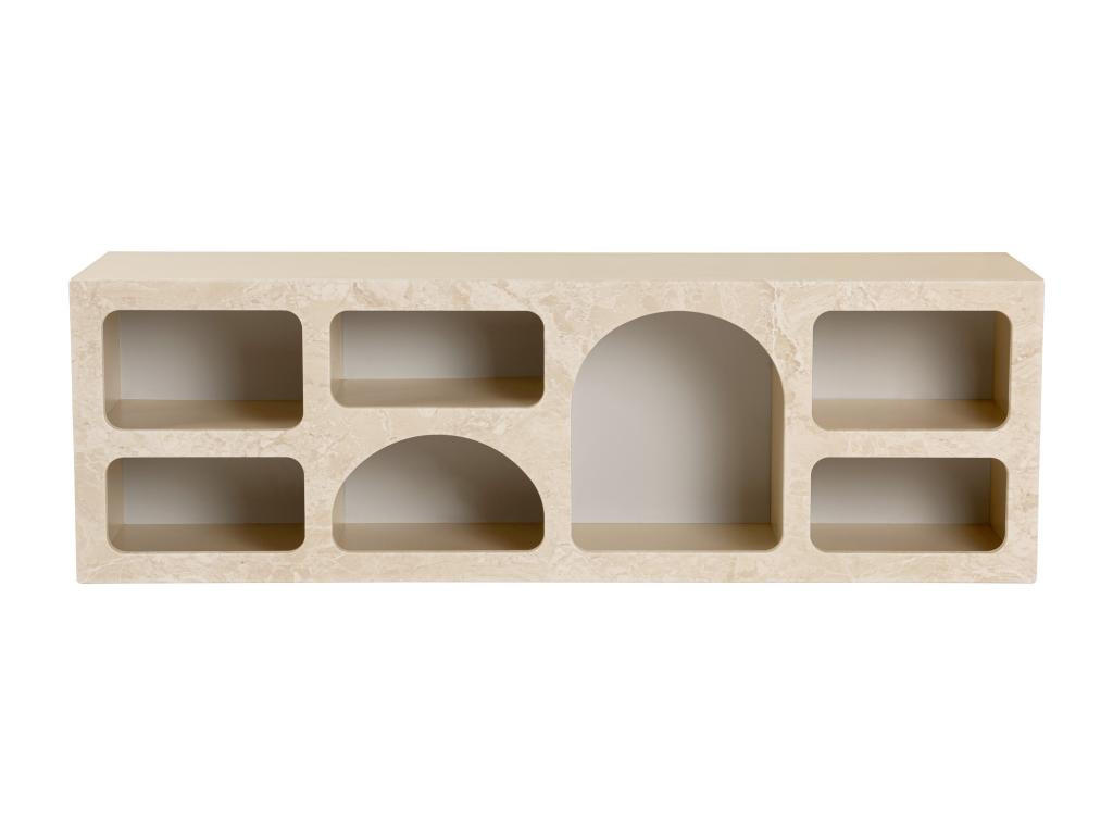 TV-MÖBEL mit 7 Fächern - Marmor-Optik Beige - LUELA - Beige, Holz (40/51/160cm) - Vente-Unique