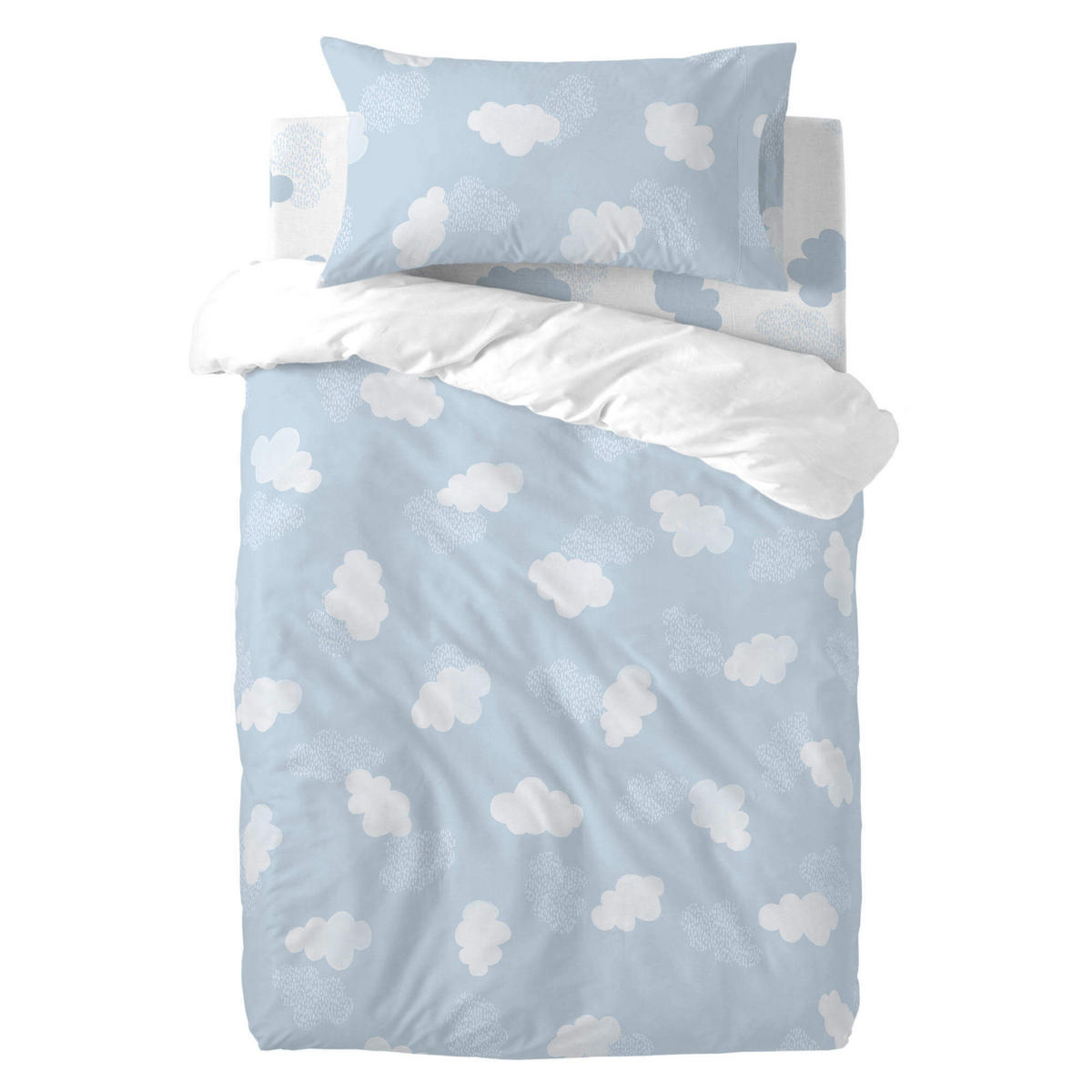 BETTBEZUG 2er-Set teiliges clouds 115x145 cm (kinderbett) blau - Blau, Textil (115/145cm) - Happy Friday