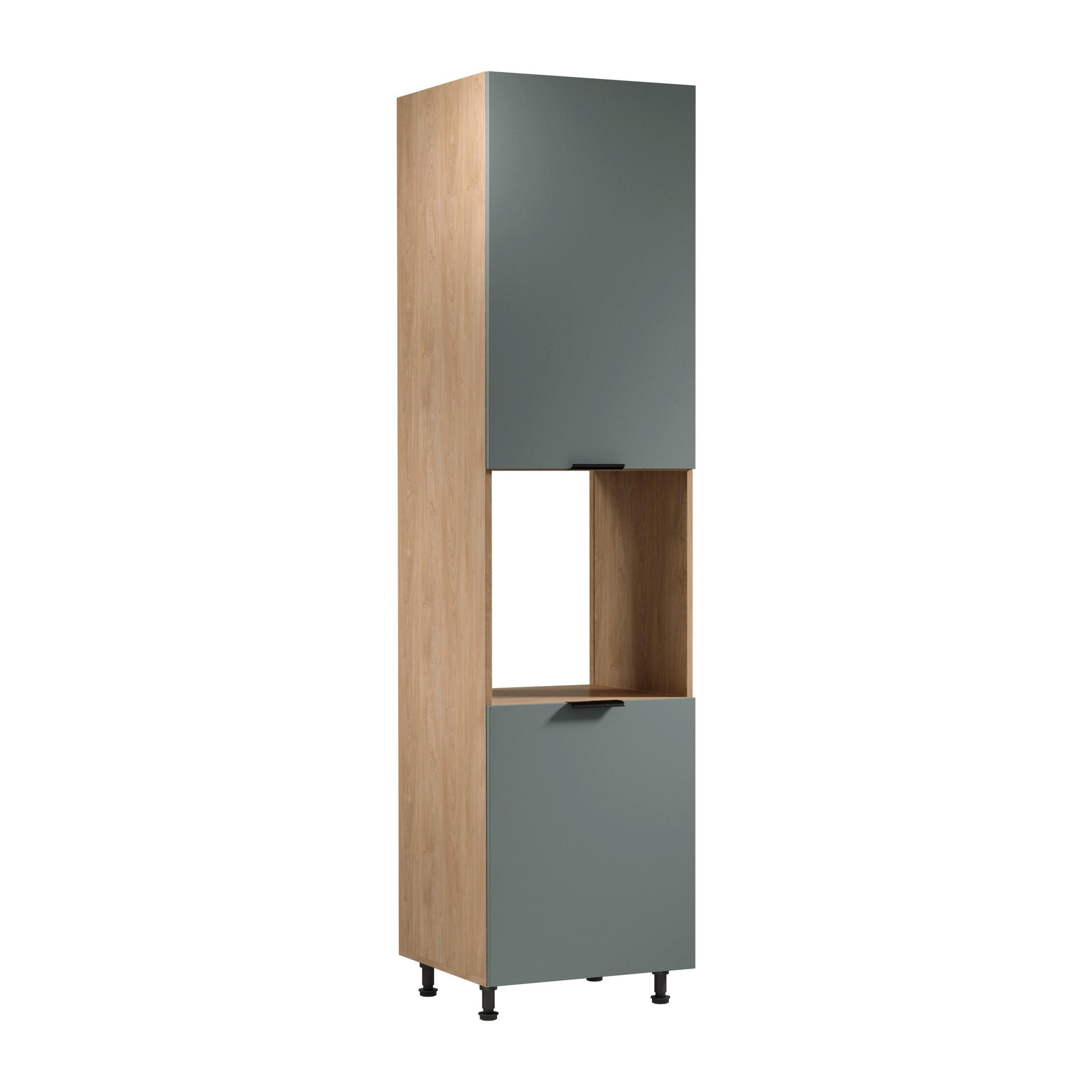 MIKROWELLENUMBAUSCHRANK D60PWN P/L – Sorento Grün Sonoma Eiche – Grün / Sonoma Eiche - Sonoma Eiche/Grün, Holzwerkstoff (60/247/58cm) - ROYAL24_MARKT