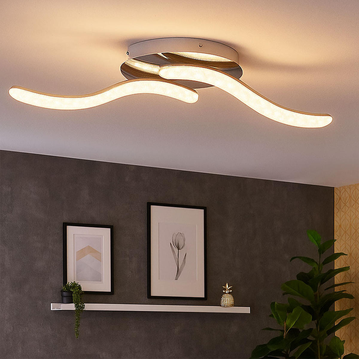 LED DECKENLEUCHTE Nabro Silber Chrom Kristalle - Silberfarben, Metall (75/20/12cm) - Globo Lighting