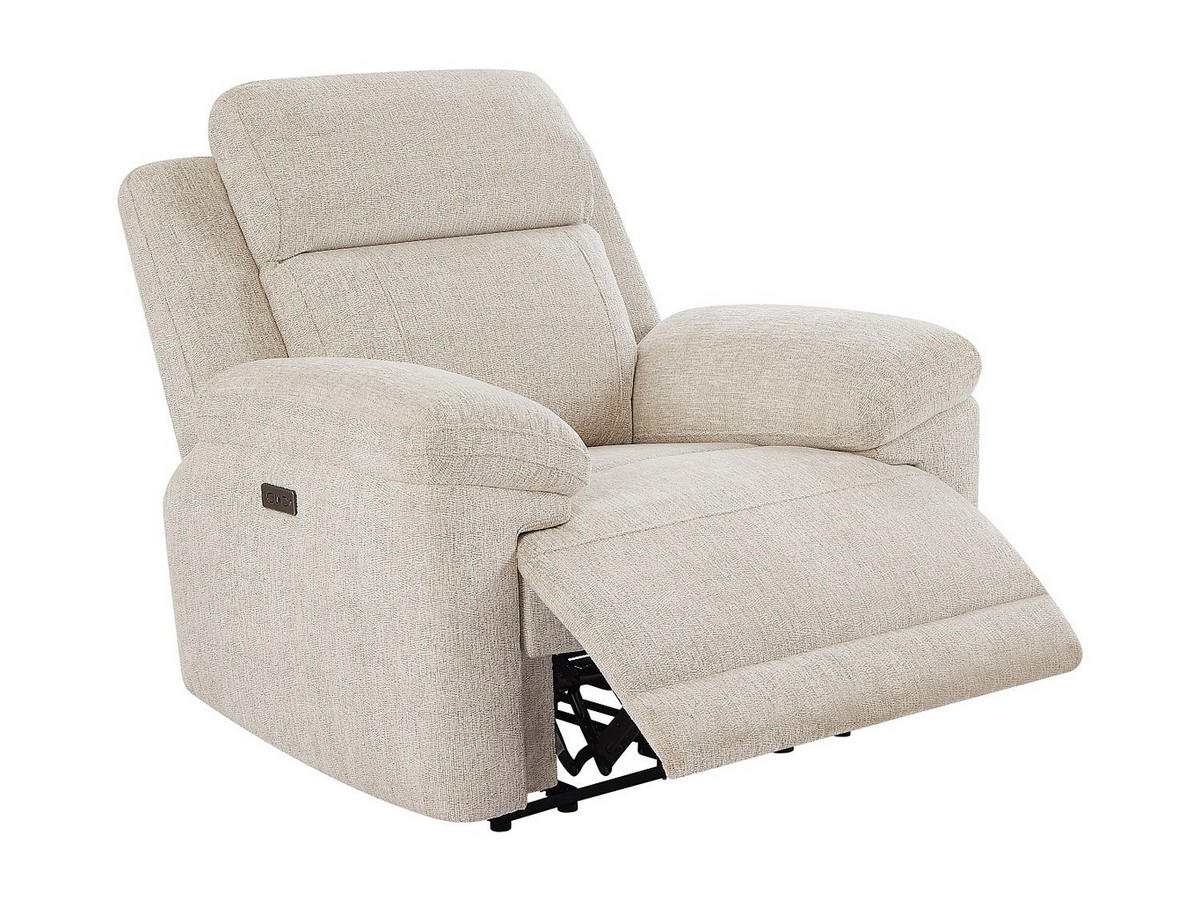 RELAXSESSEL elektrisch - melierter Stoff - Beige - KELUNO - Beige, Textil (98/104/110cm) - Vente-Unique
