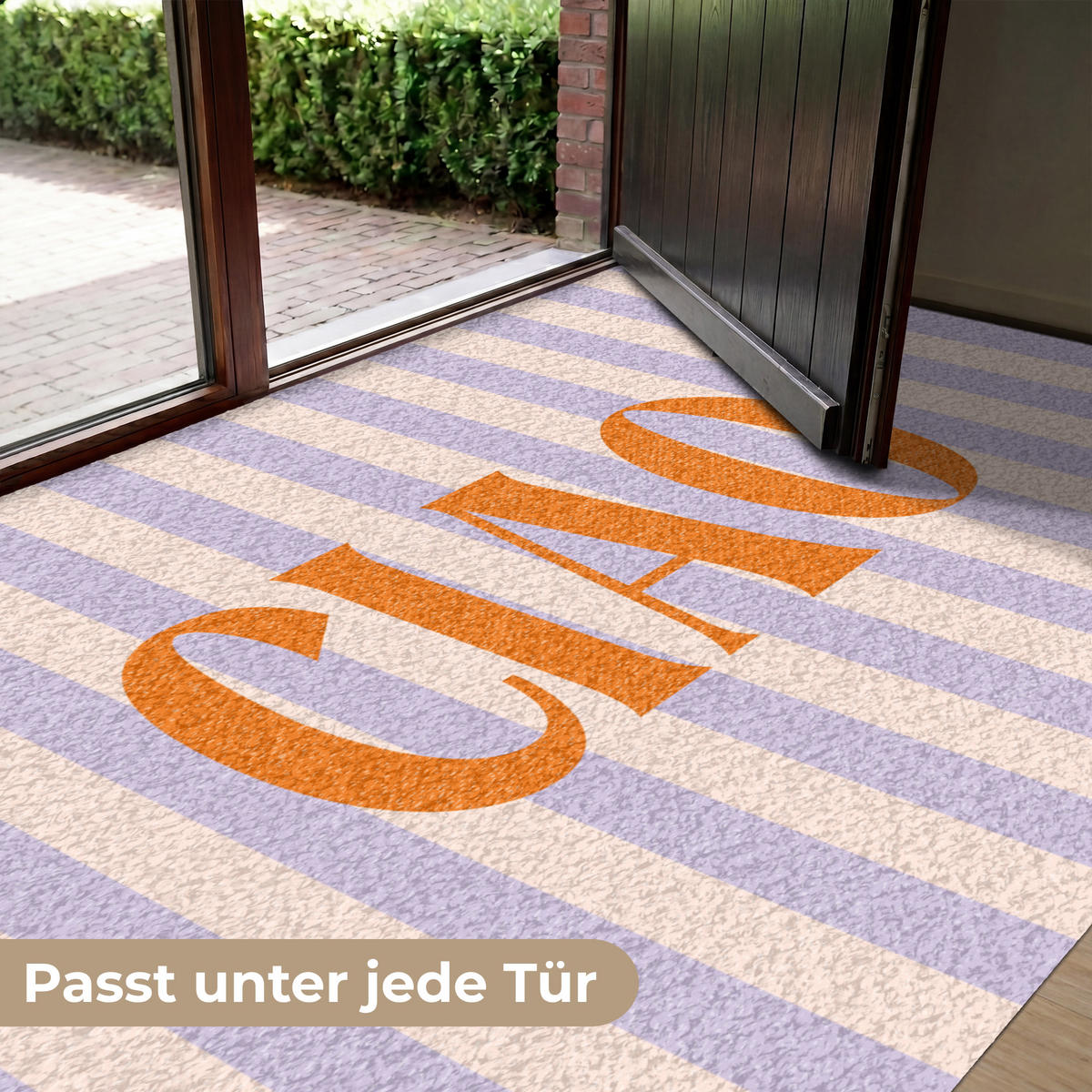 FUSSMATTE Ciao - Zitat - Pastell - Streifen Schmutzfangmatte 180x120 cm - Flieder, Kunststoff (180/120cm) - MuchoWow