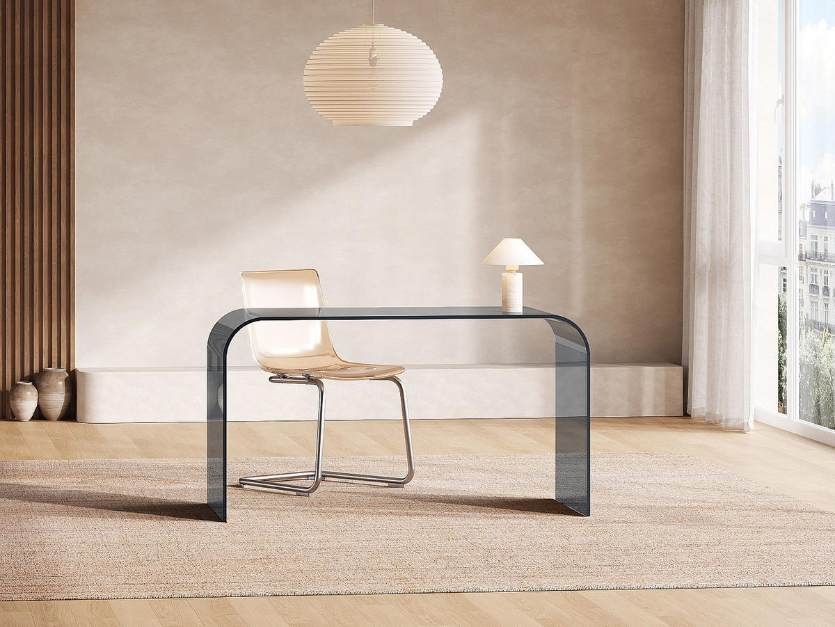 SCHREIBTISCH - 120 cm x 60 cm - glas - anthrazitgrau Kardemo - Anthrazit, Glas (120/60/75cm) - Vente-Unique