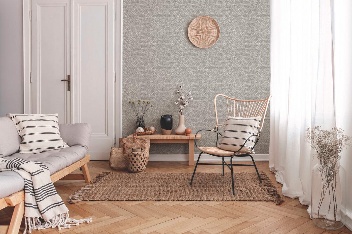 TAPETE grafische Linien 53 cm x 10 m - Beige, Papier (53/1000cm) - Sanders & Sanders