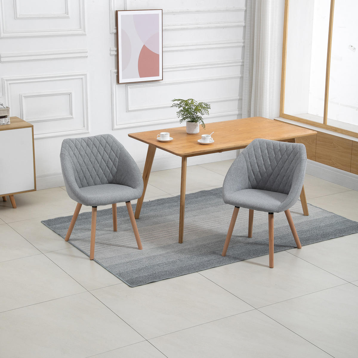 ESSZIMMERSTÜHLE 2er-Set DE-13175 Skandinavisch mit Armlehnen Grau - Grau, Holz (56/79/60cm) - ComfortXL