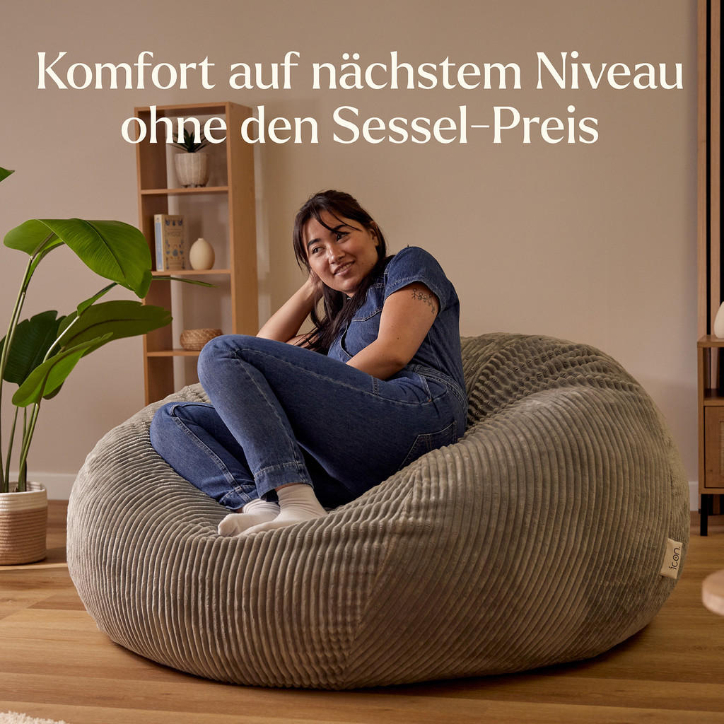Thumbnail - icon Sitzsack, Grau, Textil, 1-Sitzer, 127x65x115 cm, Oeko-Tex® Standard 100, Wohnzimmer, Hocker, Sitzsäcke, XXL Sitzsäc...