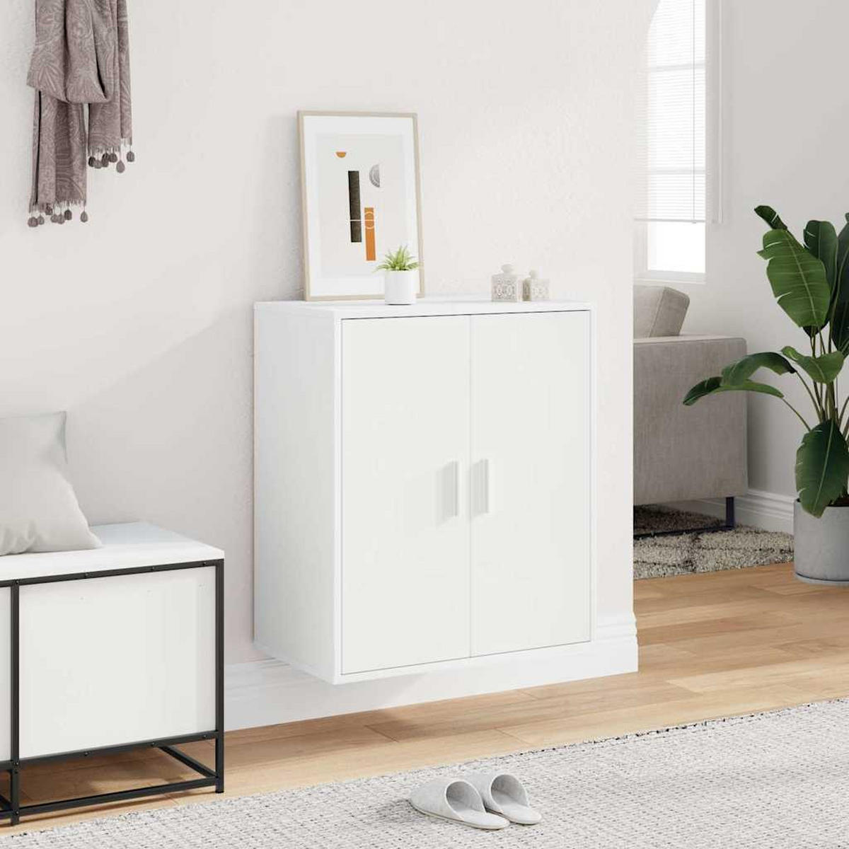 SCHUHSCHRANK Weiss 60/35/70 Cm Holzwerkstoff - Weiß, Holzwerkstoff (35/70/60cm) - vidaXL
