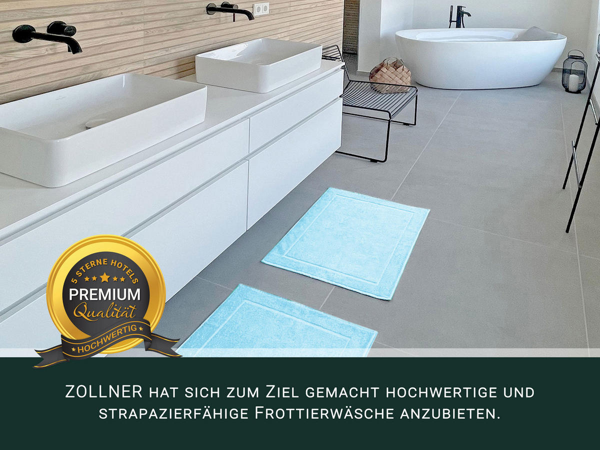 BADEMATTE, 2er-Set, 50x70 cm, 100% Baumwolle, Blau - Hellblau, Textil (50/70cm) - Zollner