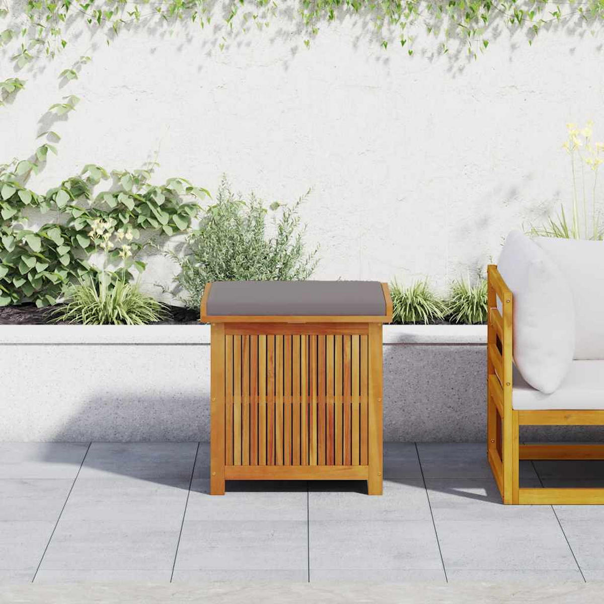 OUTDOOR-KISSENBOX 60/50/61 Cm Massivholz Akazie - Dunkelgrau, Holz (50/61/60cm) - vidaXL