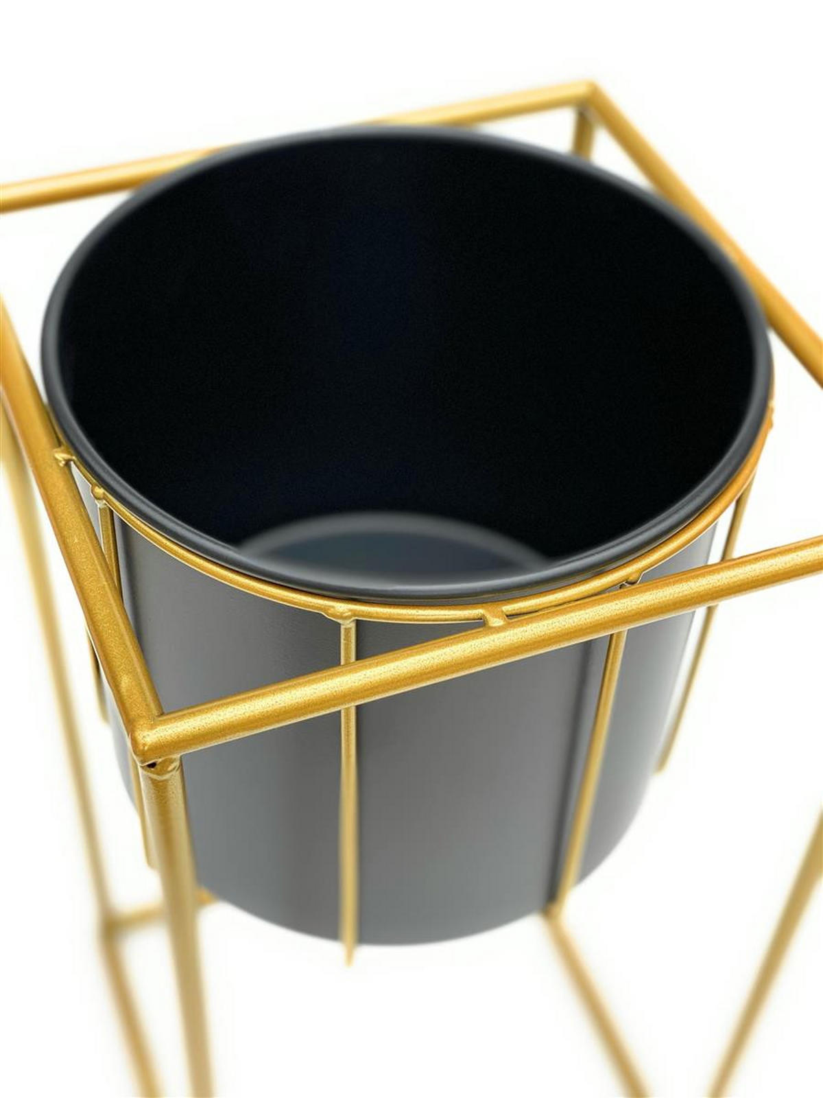 BLUMENSTÄNDER eckig Gold/Schwarz 24/24/45 cm - Gelb, Metall (24/45/24cm) - DanDiBo