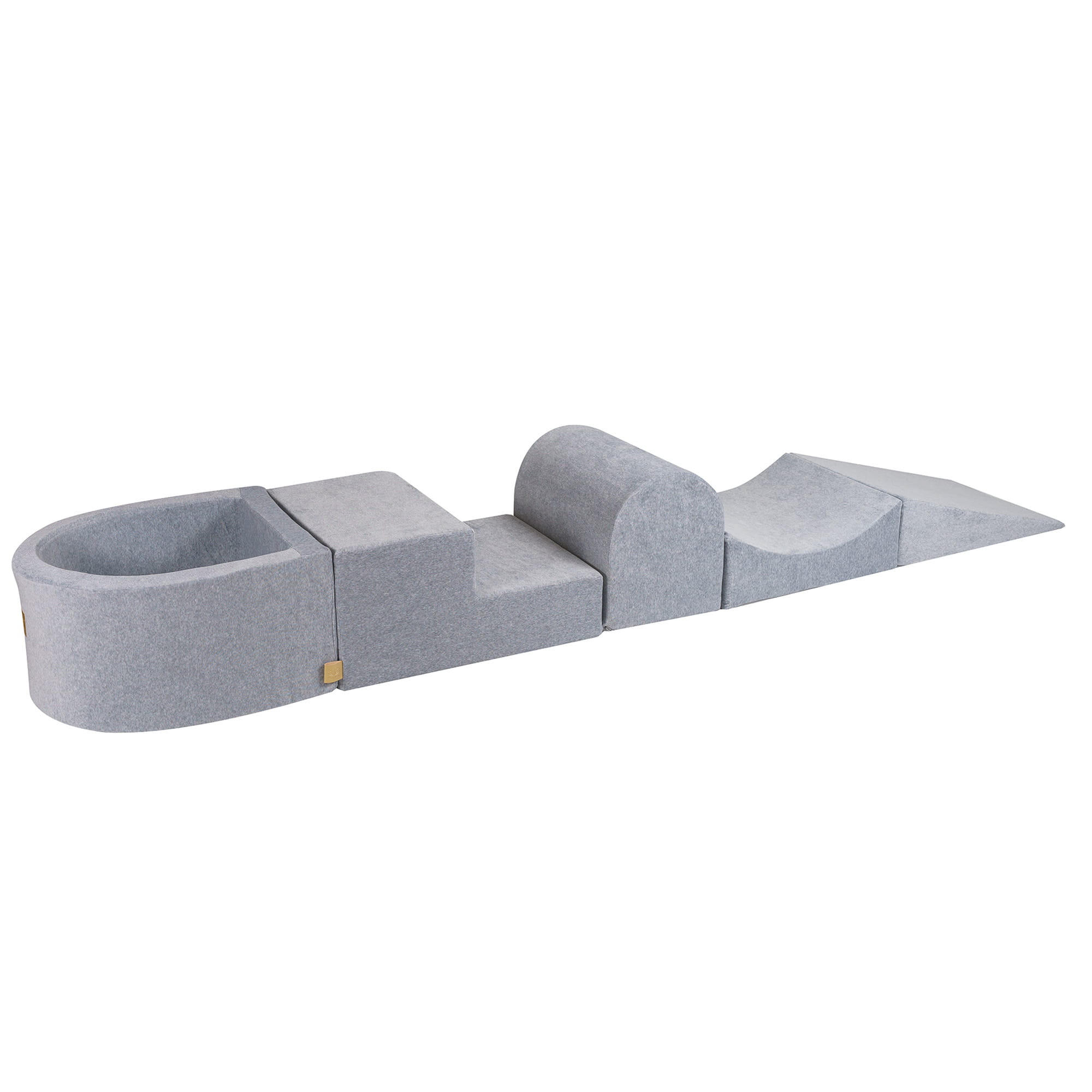 BÄLLEBAD klein mit Schaumstoff Bausteinen für Kinder, Samt, Hellgrau - Hellgrau, Textil (250/45/30cm) - MeowBaby
