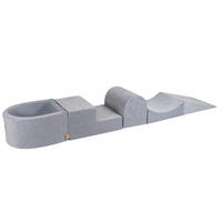 BÄLLEBAD klein mit Schaumstoff Bausteinen für Kinder, Samt, Hellgrau - Hellgrau, Textil (250/45/30cm) - MeowBaby