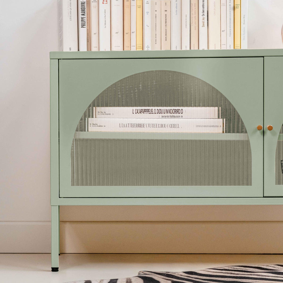 TV-SCHRANK, Grün - Grün, Metall (115/60/35cm) - Oviala