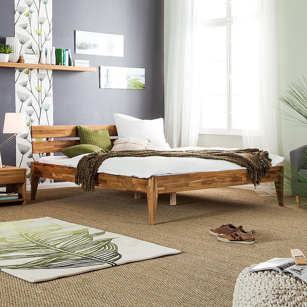 BETT - Massivholz - Eichefarben, Holz (160/200cm) - home24