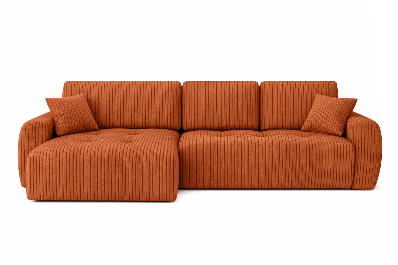ECKSOFA Mit Schlaffunktion Und Bettkasten L-Form Ivo L, Cordstoff Poso, Kupfer, Links - Orange, Holz (250/142cm) - Kaiser Möbel