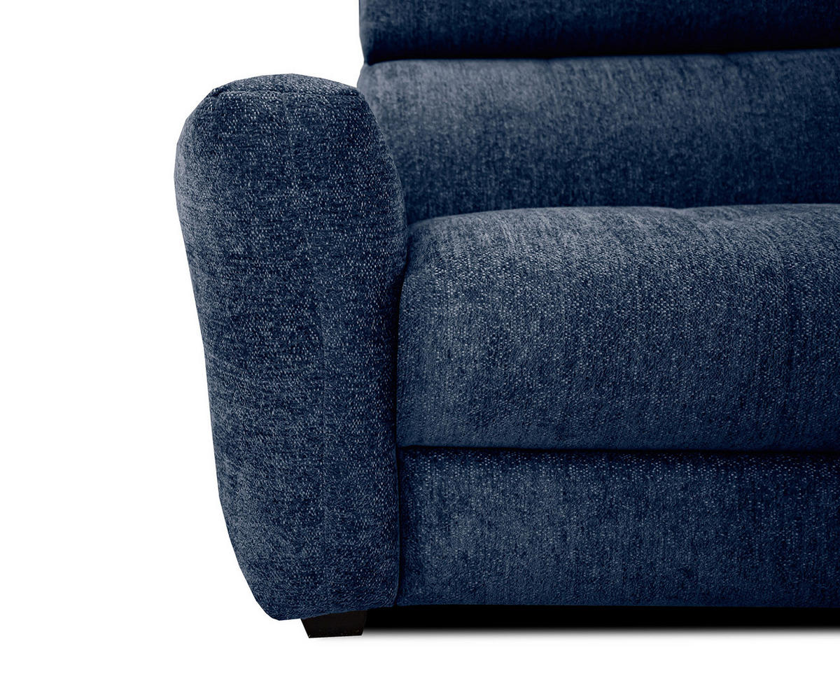 SOFA CALVERA 3-Sitzer, dunkelblau - Schwarz/Dunkelblau, Holzwerkstoff/Textil (204/79/106cm) - Courtois Laville