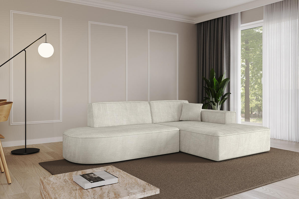 ECKSOFA Ottomane Rechts IREA-L1-v4 - 234x171x79 cm Hellgrau - Ecru, Holzwerkstoff/Textil (171/234cm) - ALTDECOR