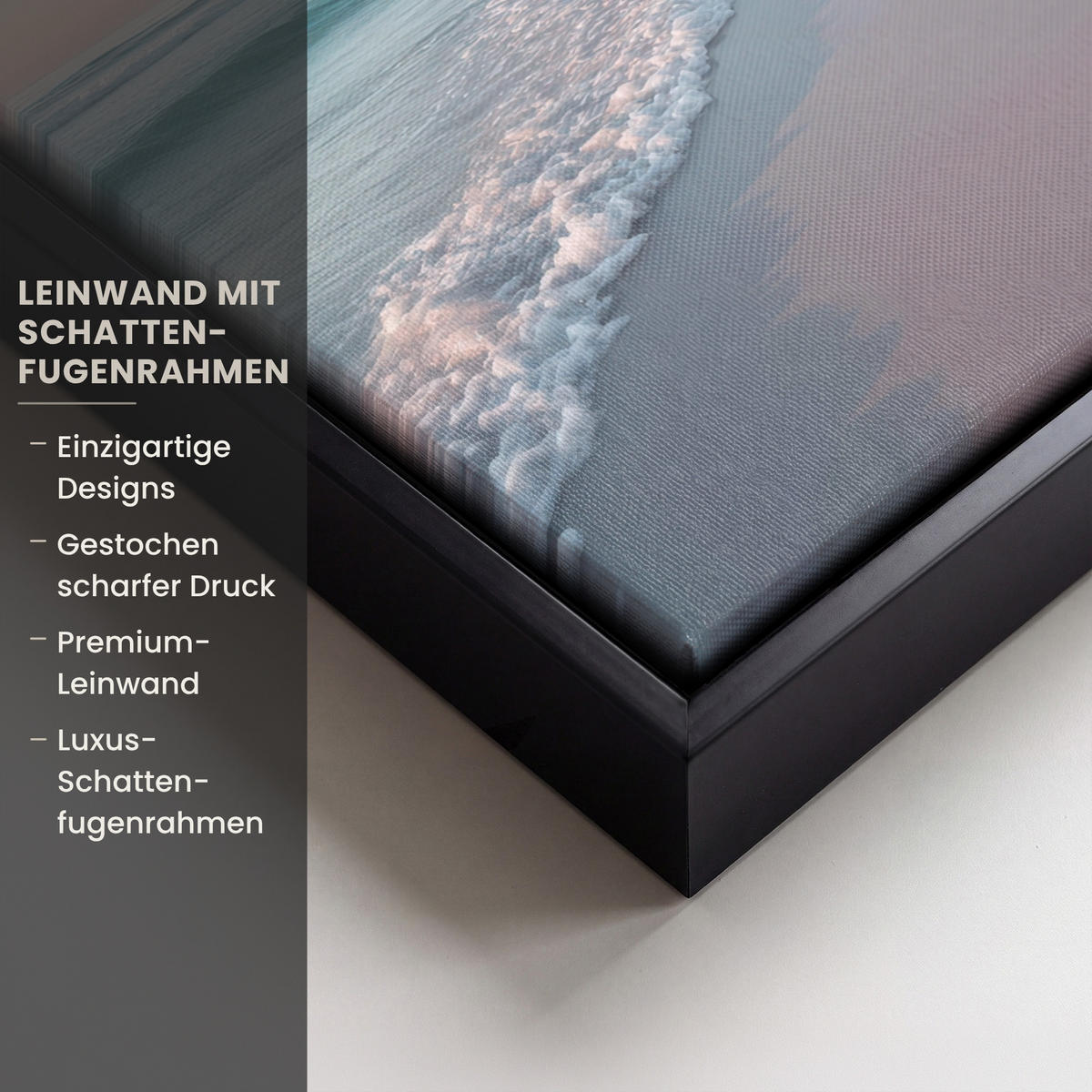 LEINWAND Bilder mit Rahmen - Küstenlinie - Pastell - Wasser - 20x30 - Pastellblau, Textil (20/30cm) - MuchoWow