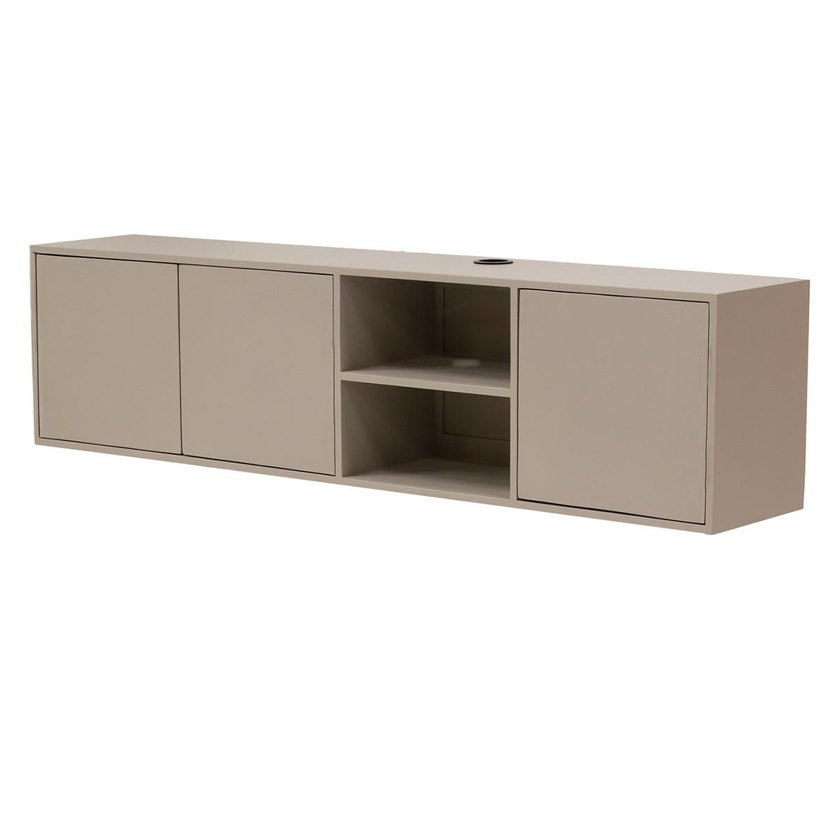 SCHWEBENDES TV-Möbel mit 3-Türen aus Mangoholz 160cm, taupe - Taupe, Holz (160/40/30cm) - Giga Meubel