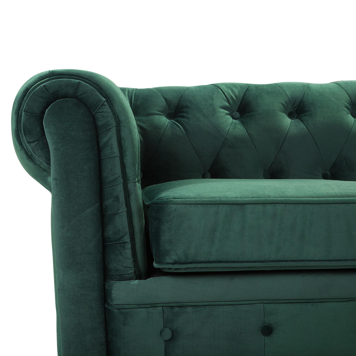 3-SITZER-SOFA Samtstoff Grün Chesterfield - Hellgrün, Textil (202/70/75cm) - Beliani