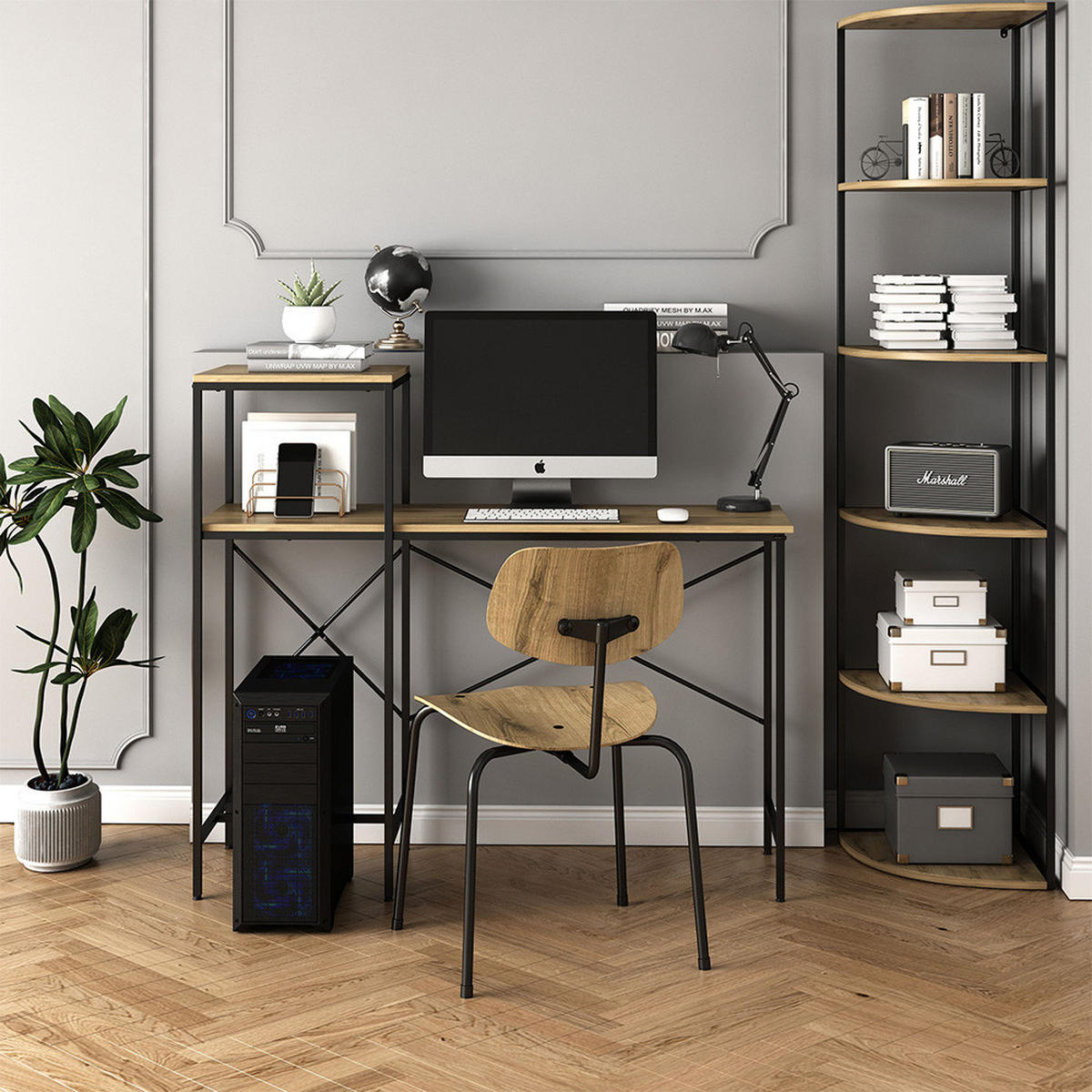 SCHREIBTISCH Fyrk, Eiche rustikal, 120 x 40 cm - Wildeiche/Schwarz, Holzwerkstoff (40/120/75cm) - Vicco