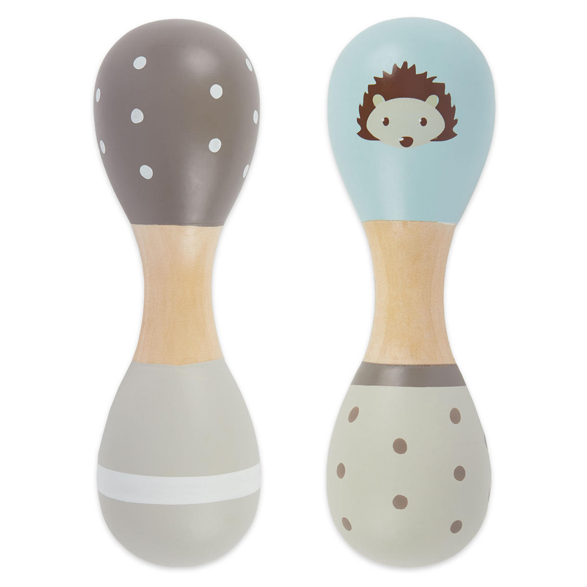 BABY-HOLZRASSEL Igel Hantelrassel 2er Se - Multicolor, Holz (5/15cm) - Bieco Spielwaren