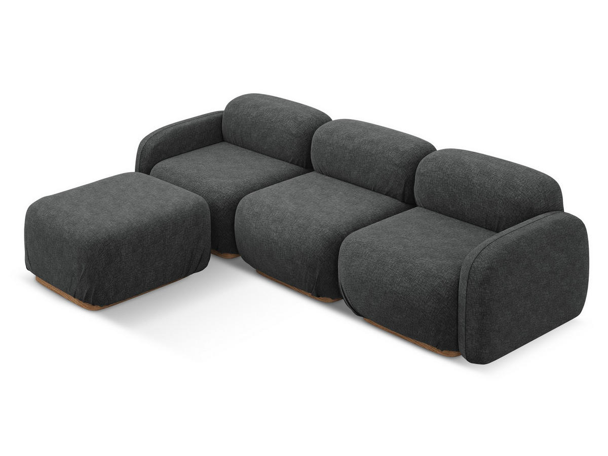 ECKSOFA Beidseitig Chenille Stoff Grau - Dunkelgrau/Braun, Holz/Textil (270/190cm) - Makamii