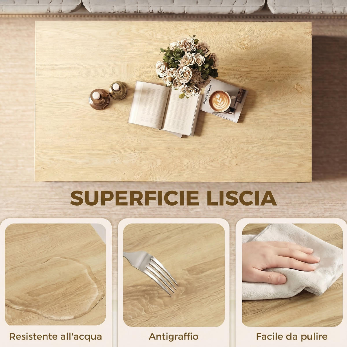 COUCHTISCH Beige 1 Stück - Beige, Kunststoff (95/55/50cm) - GiPP