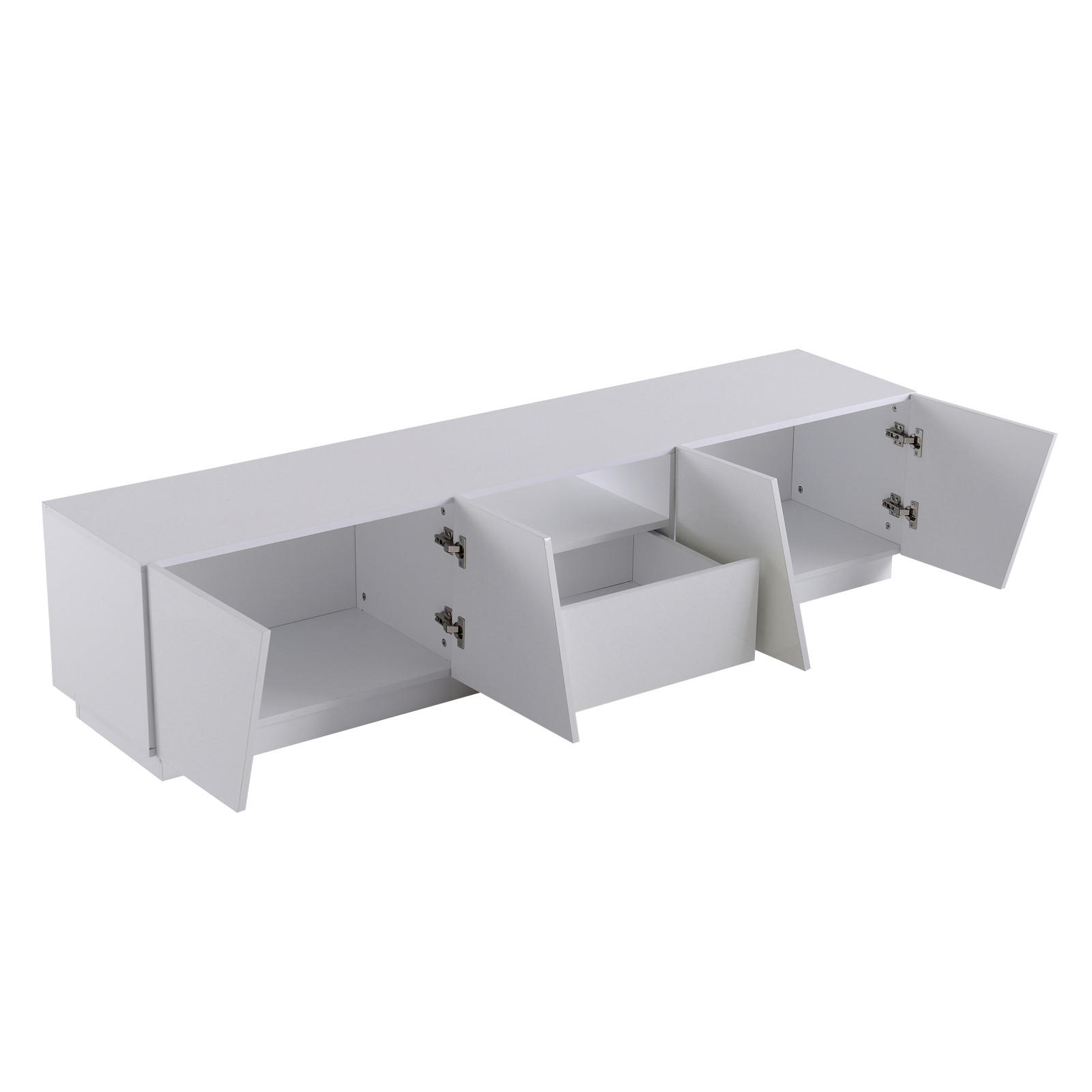 TV Lowboard 170x37x42 cm, Holz, Weiß - Weiß, Holz (170/42/37cm)
