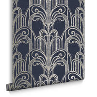 VLIESTAPETE - Art Deco Mitternacht - Blau, Papier/Kunststoff (53/1000cm) - Graham & Brown