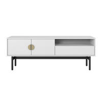 TV-LOWBOARD Stoon Weiß mit 3 Schubladen 154 cm - Goldfarben/Schwarz, Holzwerkstoff/Metall (154/56.6/38cm) - Selsey