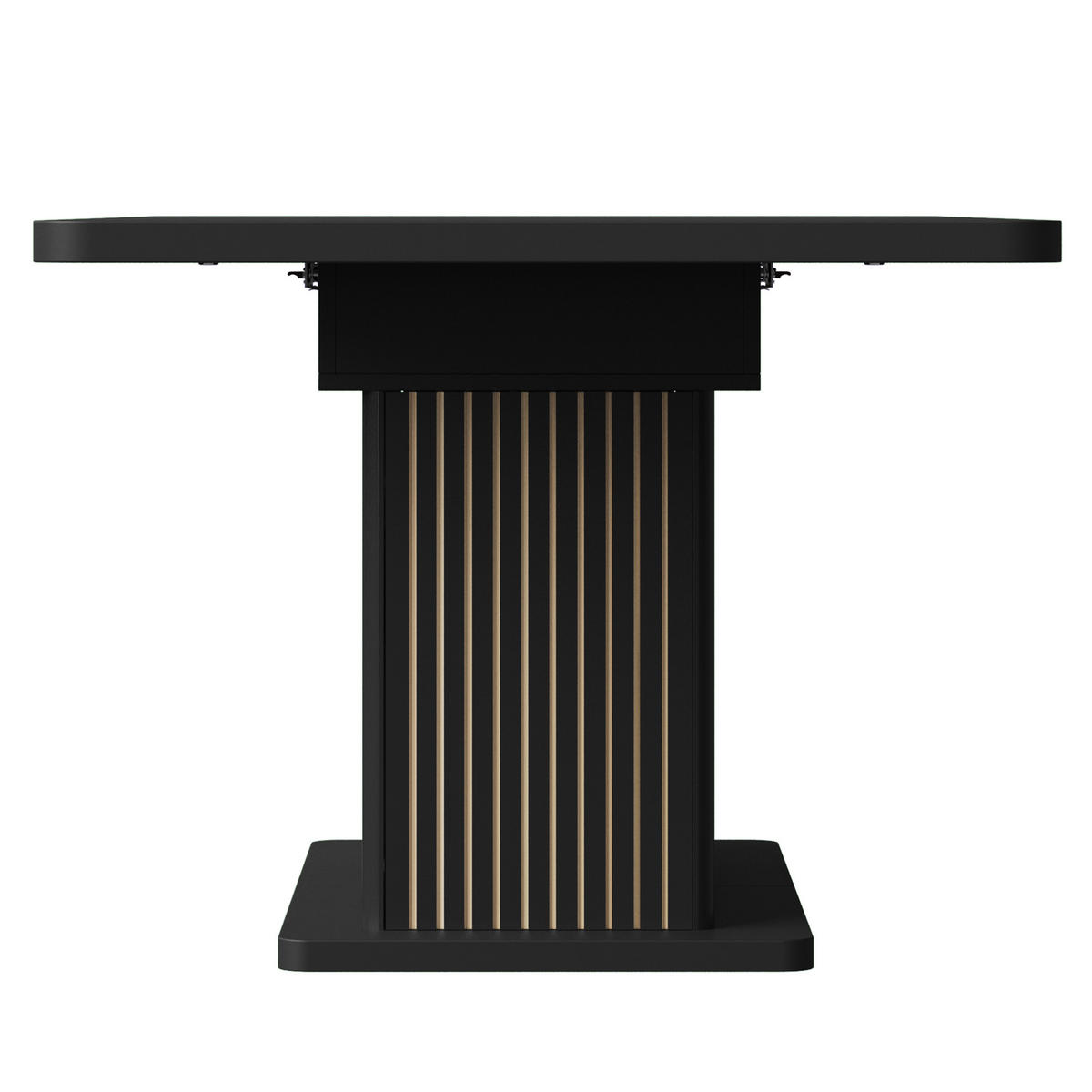 ESSTISCH 120–160/80/76 cm, Schwarz - Schwarz, Holzwerkstoff/Metall (160/80/76cm)